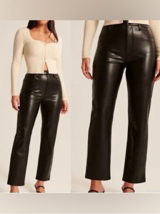 Abercrombie & Fitch Pants - Abercrombie Ankle Straight Faux Leather Pants Black High Rise 31 12S NWT